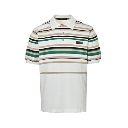 Louis Vuitton leather label striped Polo short sleeves