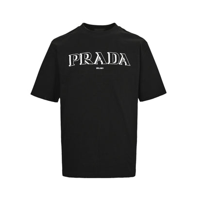 Prada 25ss shadow letter embroidered short sleeves