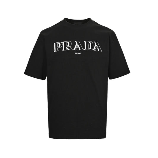 Prada 25ss shadow letter embroidered short sleeves