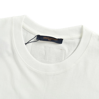 Louis Vuitton 25ss four-leaf clover letter printed short sleeves on the back