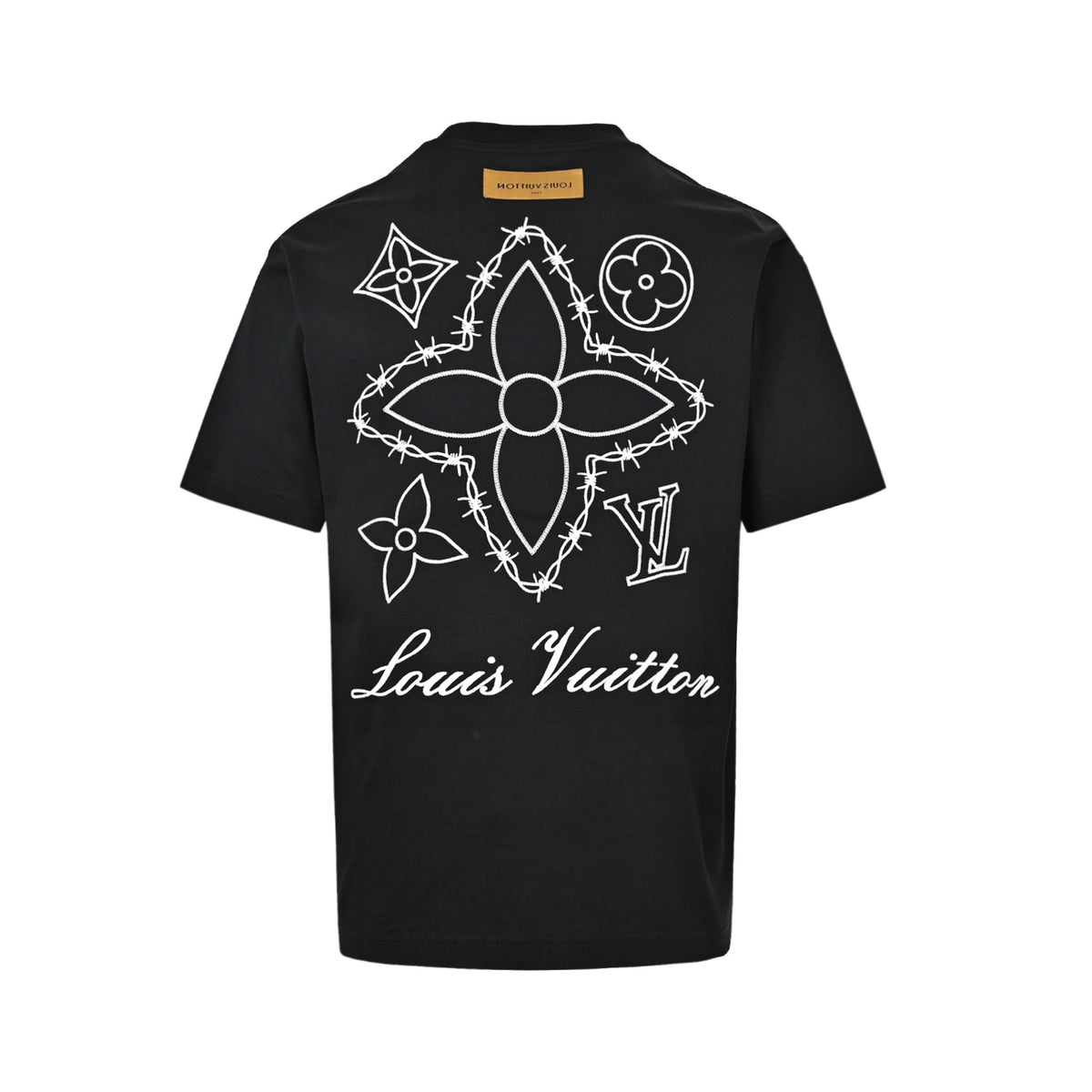 Louis Vuitton four-leaf clover old flower embroidery round neck short sleeves