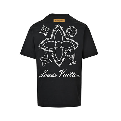 Louis Vuitton four-leaf clover old flower embroidery round neck short sleeves