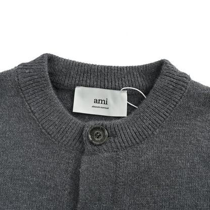 Ami Paris love jacquard knitted crew neck cardigan sweater