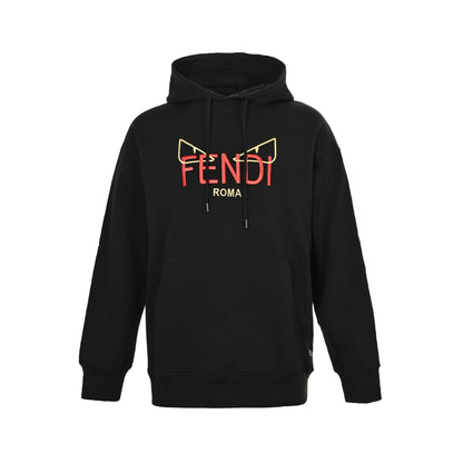 Fendi little monster eyes embroidered logo hooded sweatshirt