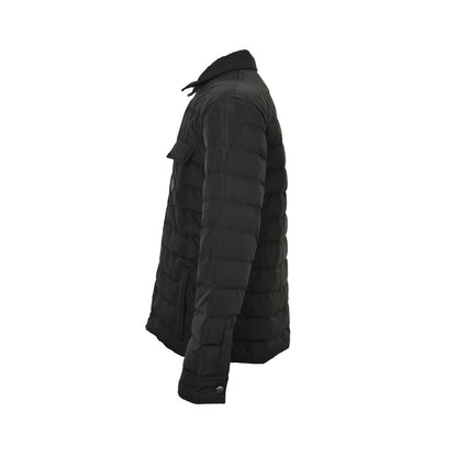 Burberry leather patch pocket lapel down jacket