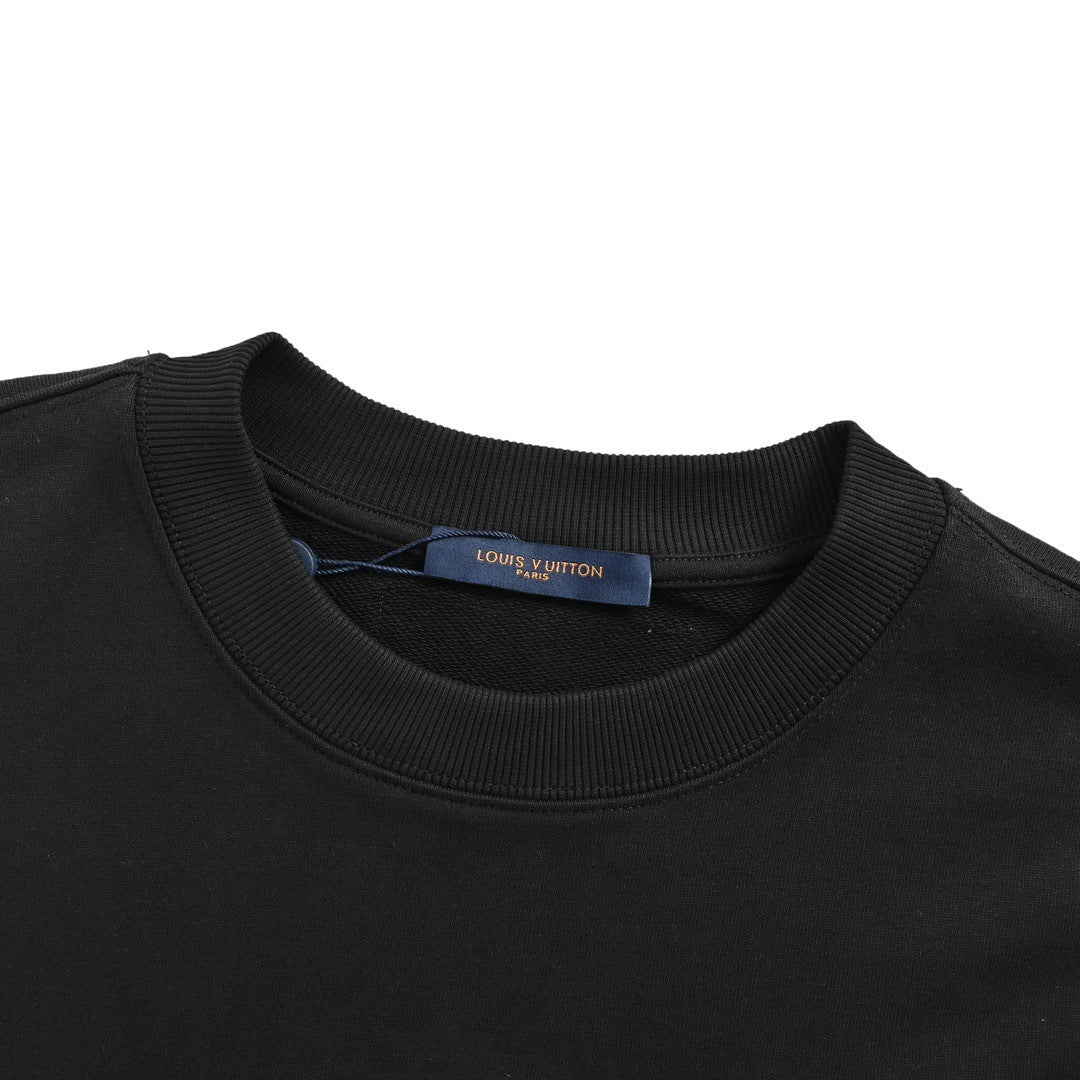 Louis Vuitton 24Fw leather label letter embroidered round neck sweatshirt