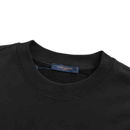 Louis Vuitton 24Fw leather label letter embroidered round neck sweatshirt