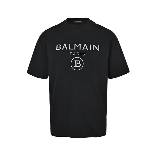 BALMAIN 26ss three-dimensional embossed letter short sleeves