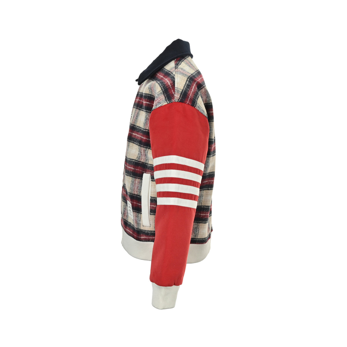 Thom Browne/Thom Brown patchwork plaid four-bar baseball jacket