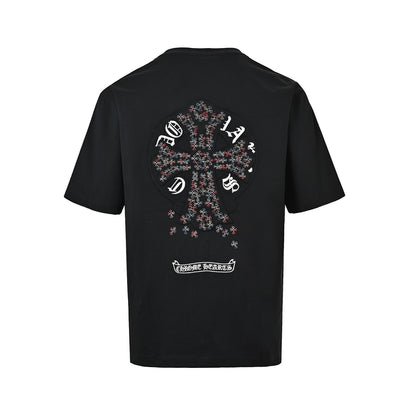 Chrome Hearts Colorful Cross Appliqué Embroidered Short Sleeves