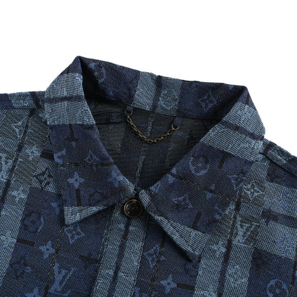 Louis Vuitton blue plaid jacquard denim shirt jacket