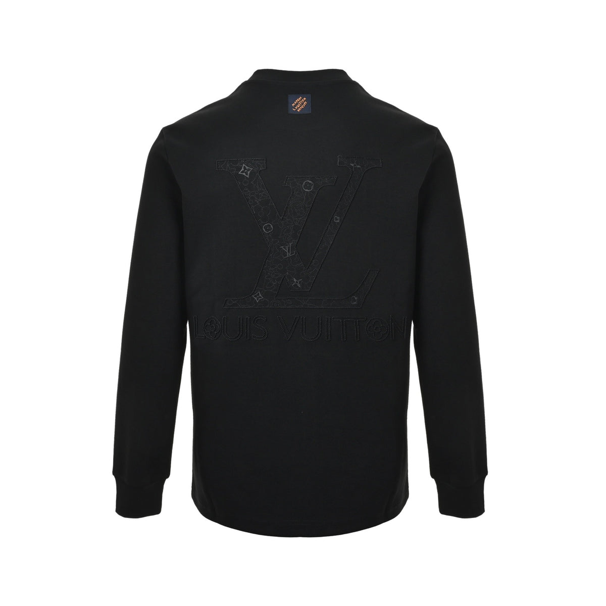 Louis Vuitton dark pattern three-dimensional large logo embroidered long-sleeved T-shirt