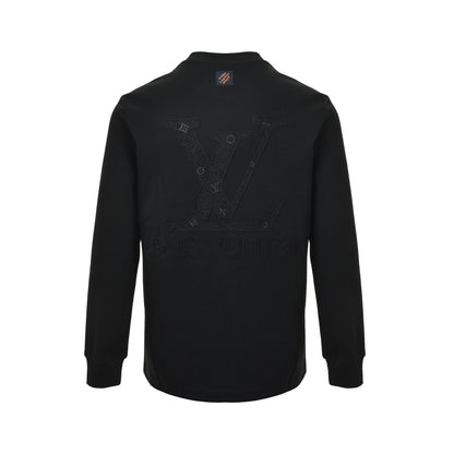 Louis Vuitton dark pattern three-dimensional large logo embroidered long-sleeved T-shirt