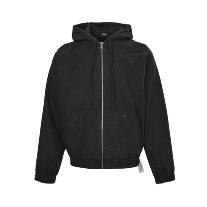 Fendi hardware cashmere zipper hooded jacket