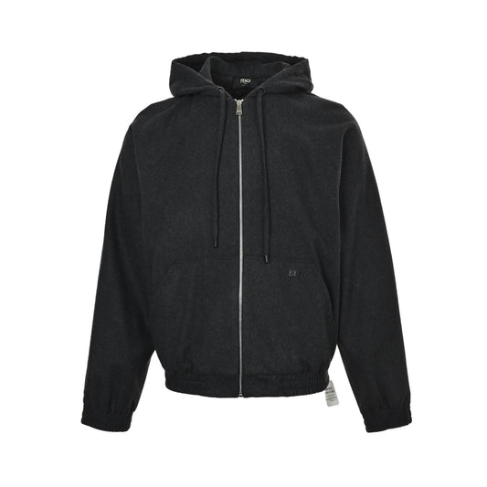 Fendi hardware cashmere zipper hooded jacket
