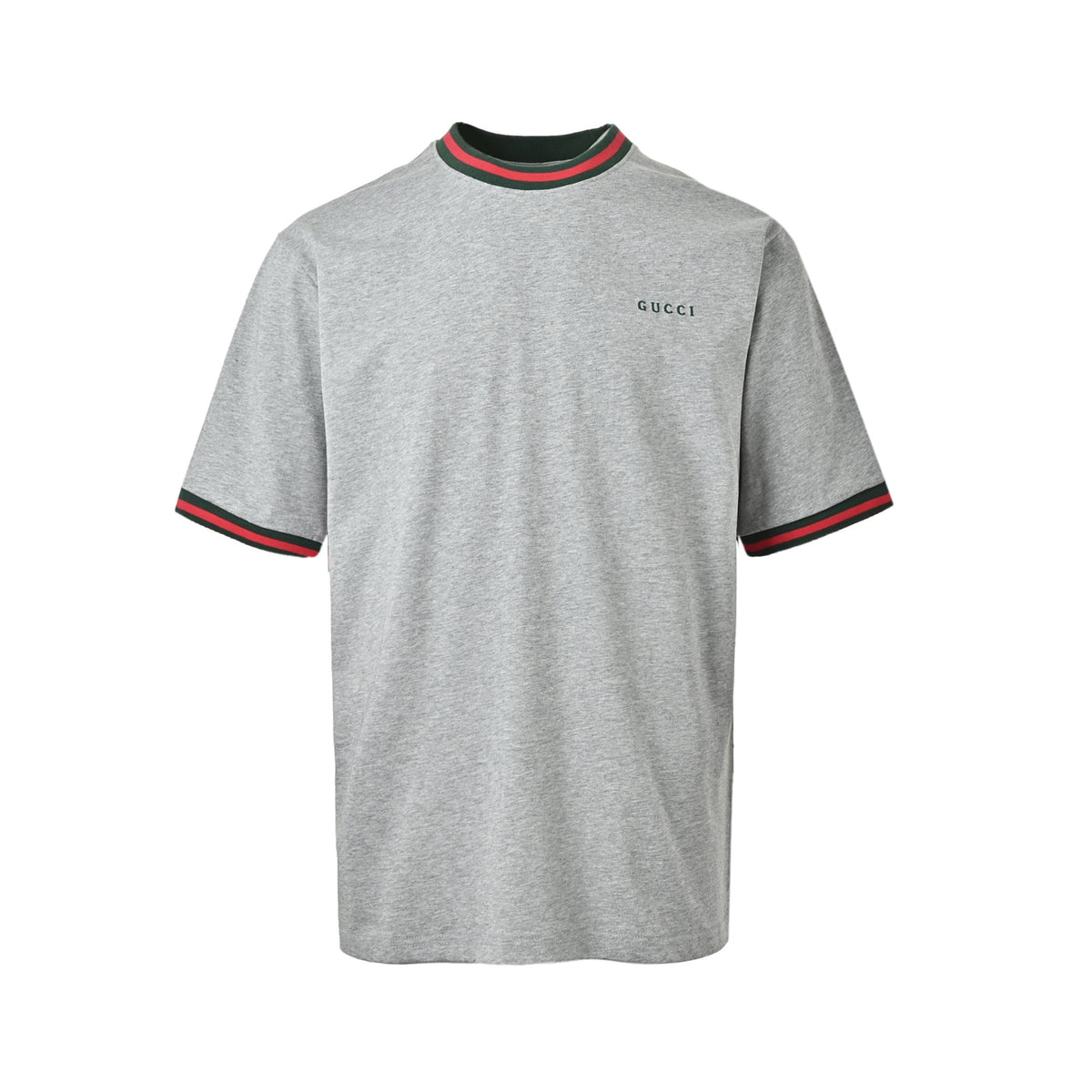 Gucci red and green contrast threaded letter embroidered short sleeves