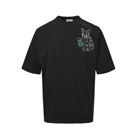 Loewe/Luoyiwei 26ss animal line embroidered short sleeves
