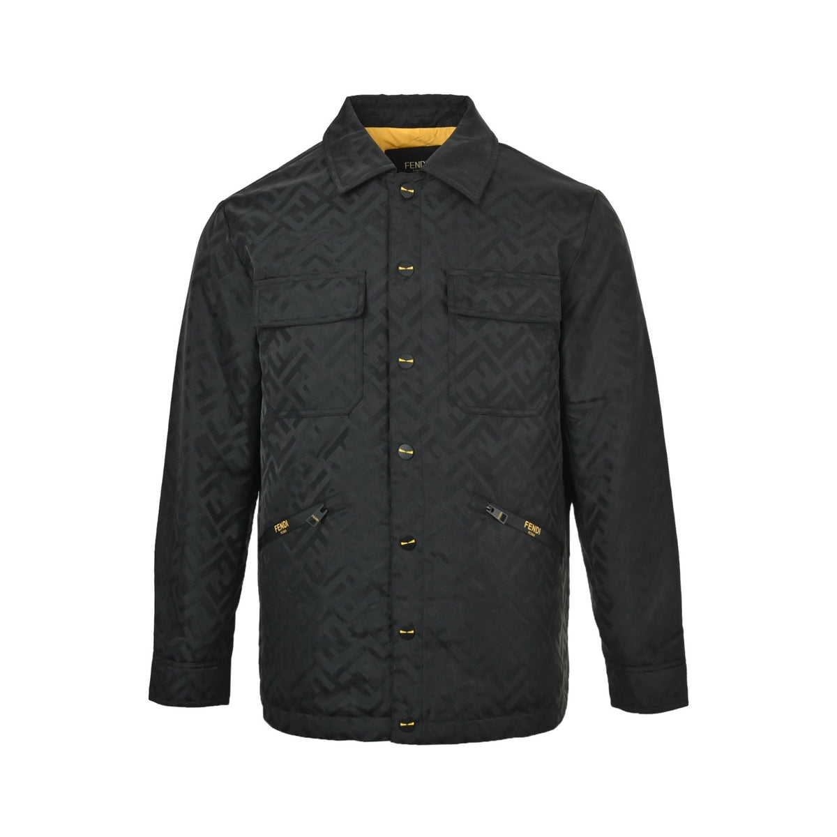 Fendi double F all-over printed thin velvet lapel down jacket