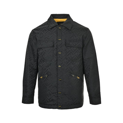 Fendi double F all-over printed thin velvet lapel down jacket