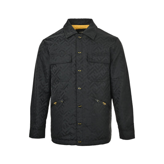Fendi double F all-over printed thin velvet lapel down jacket