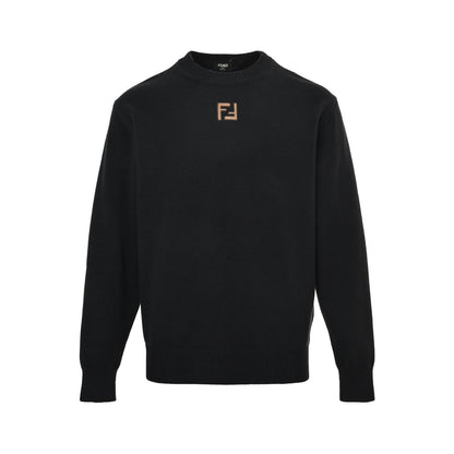 Fendi double F velvet embroidered crew neck sweater
