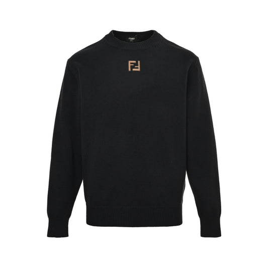 Fendi double F velvet embroidered crew neck sweater