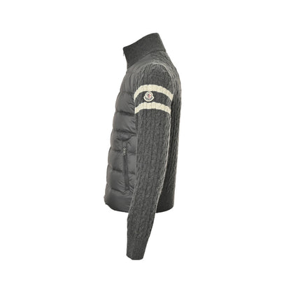 Moncler/Mongolia patchwork woolen sleeves stand collar thin down jacket
