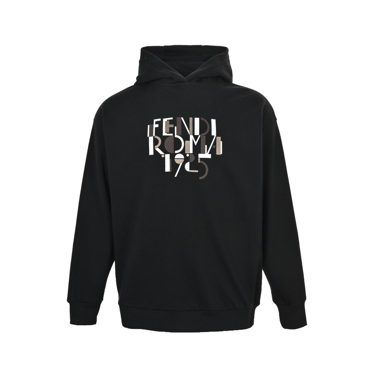 Fendi 25Fw letter embroidered velvet hooded sweatshirt