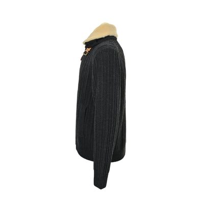 Louis Vuitton 25Fw cashmere fur collar zipper knitted jacket