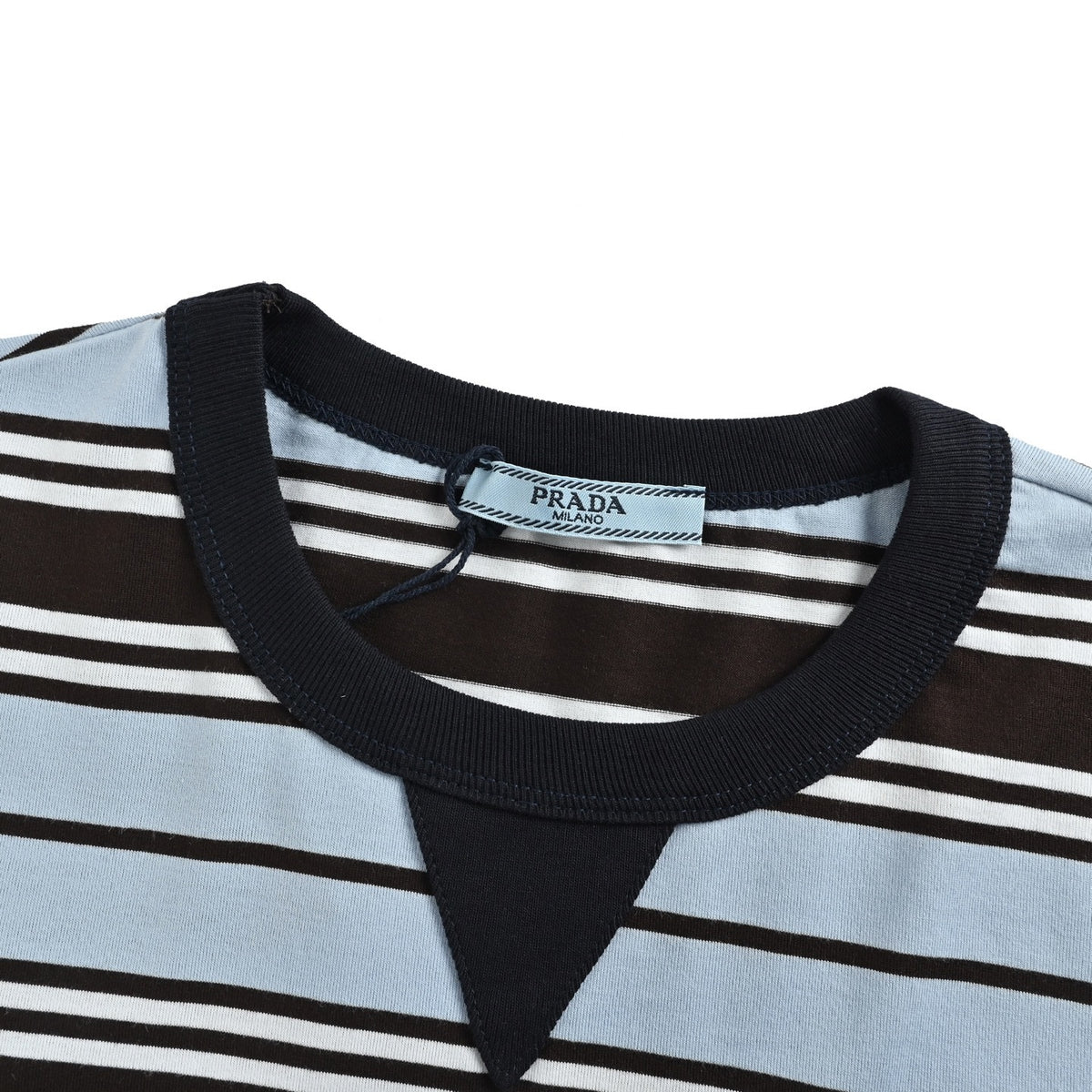 Prada blue striped pocket short sleeves