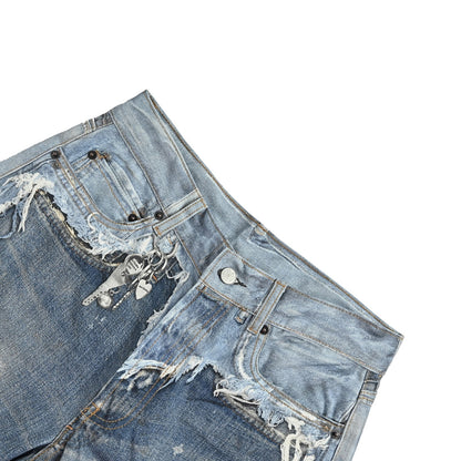 Acne Studios trompe l'oeil print dyed distressed jeans