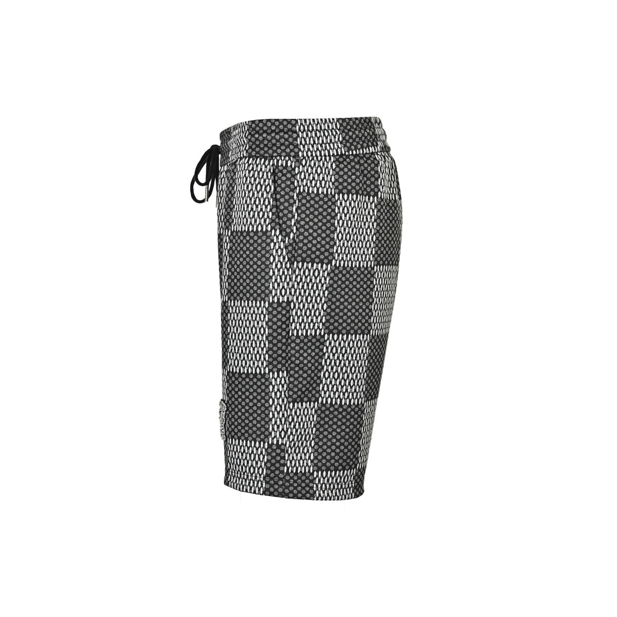 Louis Vuitton rhinestone letter logo checkerboard shorts