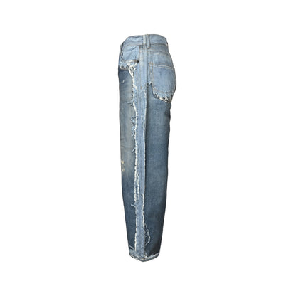 Acne Studios trompe l'oeil print dyed distressed jeans