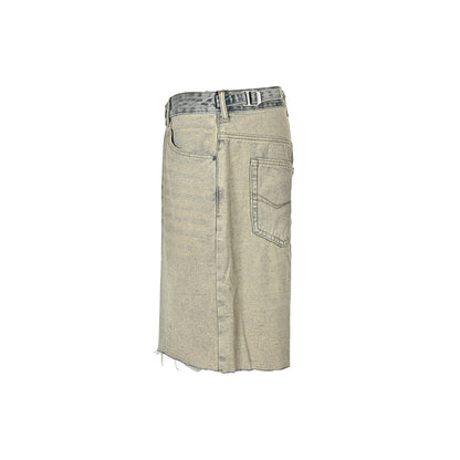 Balenciaga 24ss reverse-worn washed distressed denim shorts