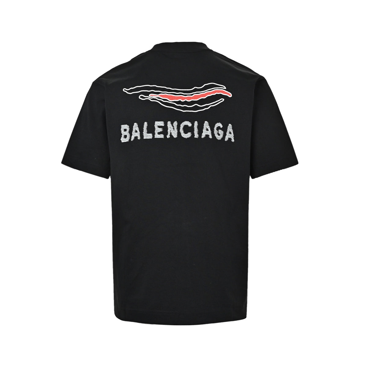 Balenciaga red label wave cola embroidered round neck short sleeves