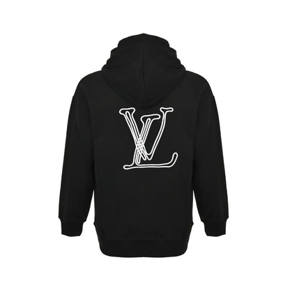 Louis Vuitton 25Fw hooded sweatshirt with embroidered letter logo on the front and back