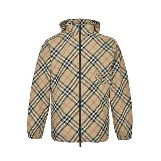 Burberry 25Fw plaid belted hooded jacket