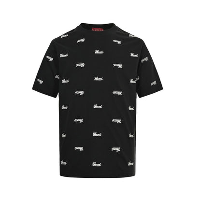 Gucci 24ss all-over embroidered logo short sleeves