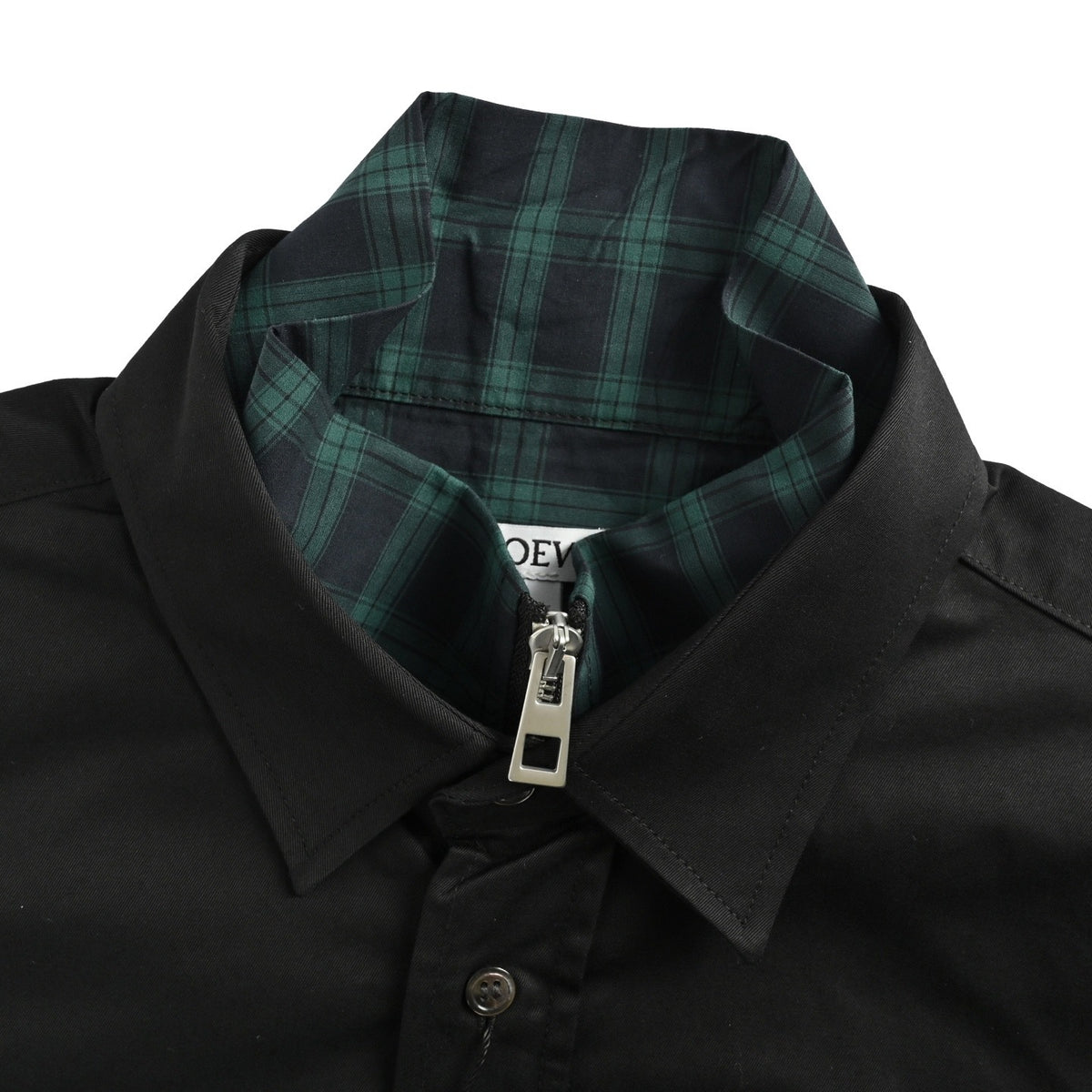 Loewe/Luoyiwei 25ss lining plaid zipper stitching fake two-piece jacket