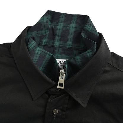 Loewe/Luoyiwei 25ss lining plaid zipper stitching fake two-piece jacket