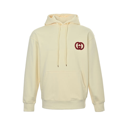 Gucci 25Fw towel embroidered double G embroidered hooded sweatshirt