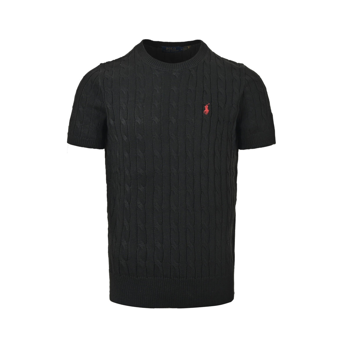Ralph Lauren horse logo embroidered cable knit short sleeves