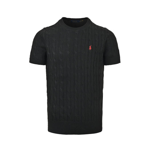 Ralph Lauren horse logo embroidered cable knit short sleeves