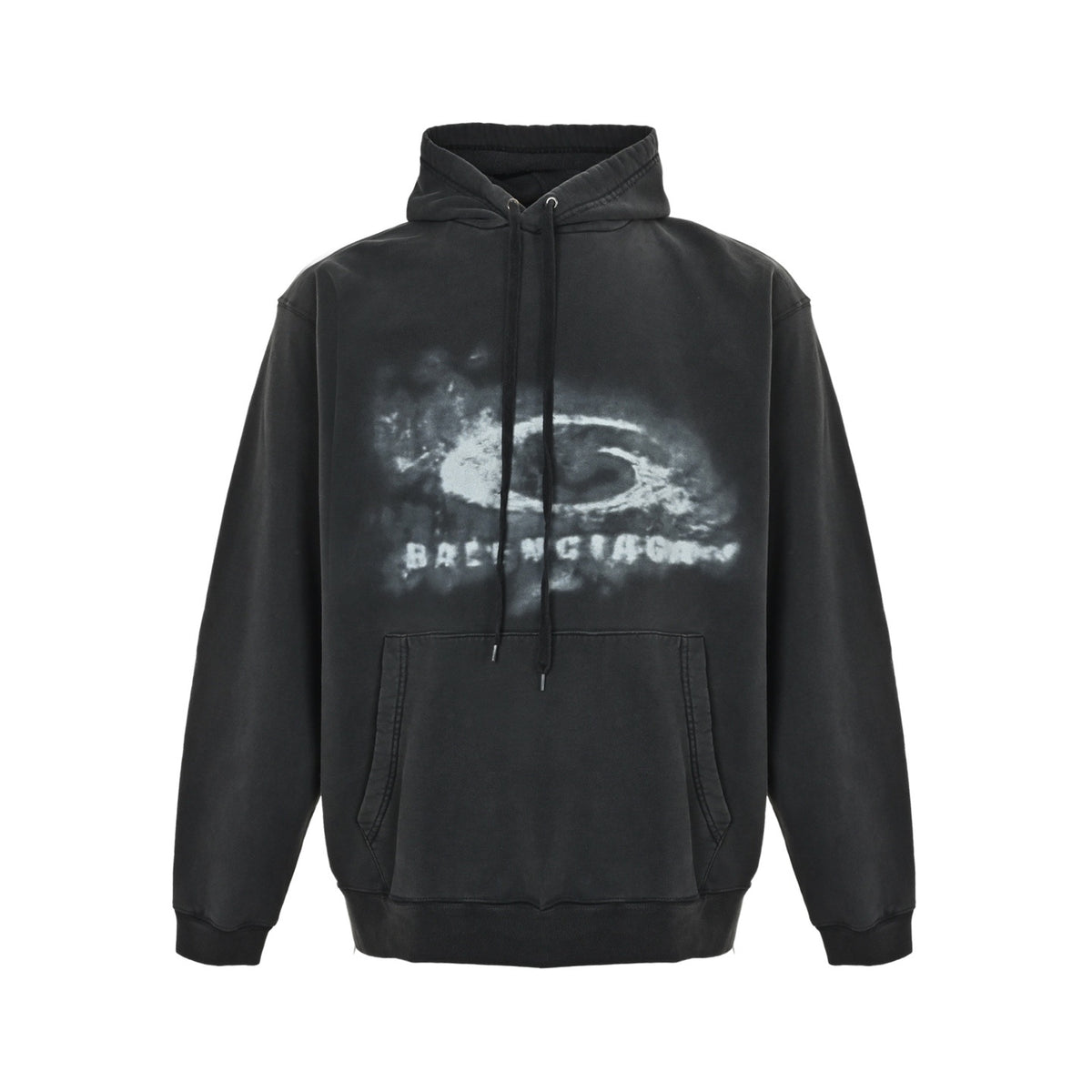 Balenciaga 26ss washed smoke print hooded sweatshirt