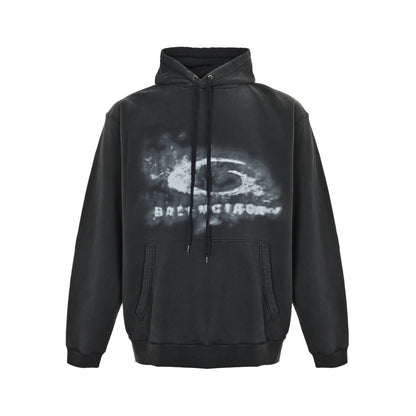 Balenciaga 26ss washed smoke print hooded sweatshirt