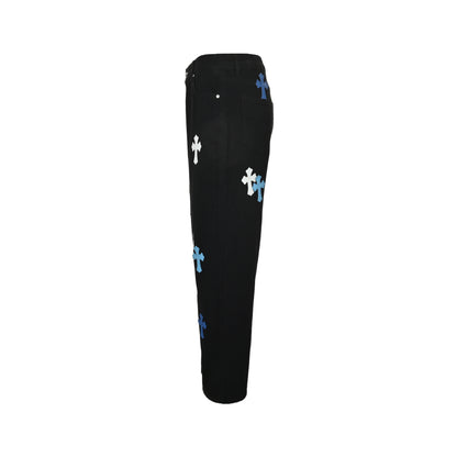 Chrome Hearts/Chrome Heart cross patch embroidered washed jeans