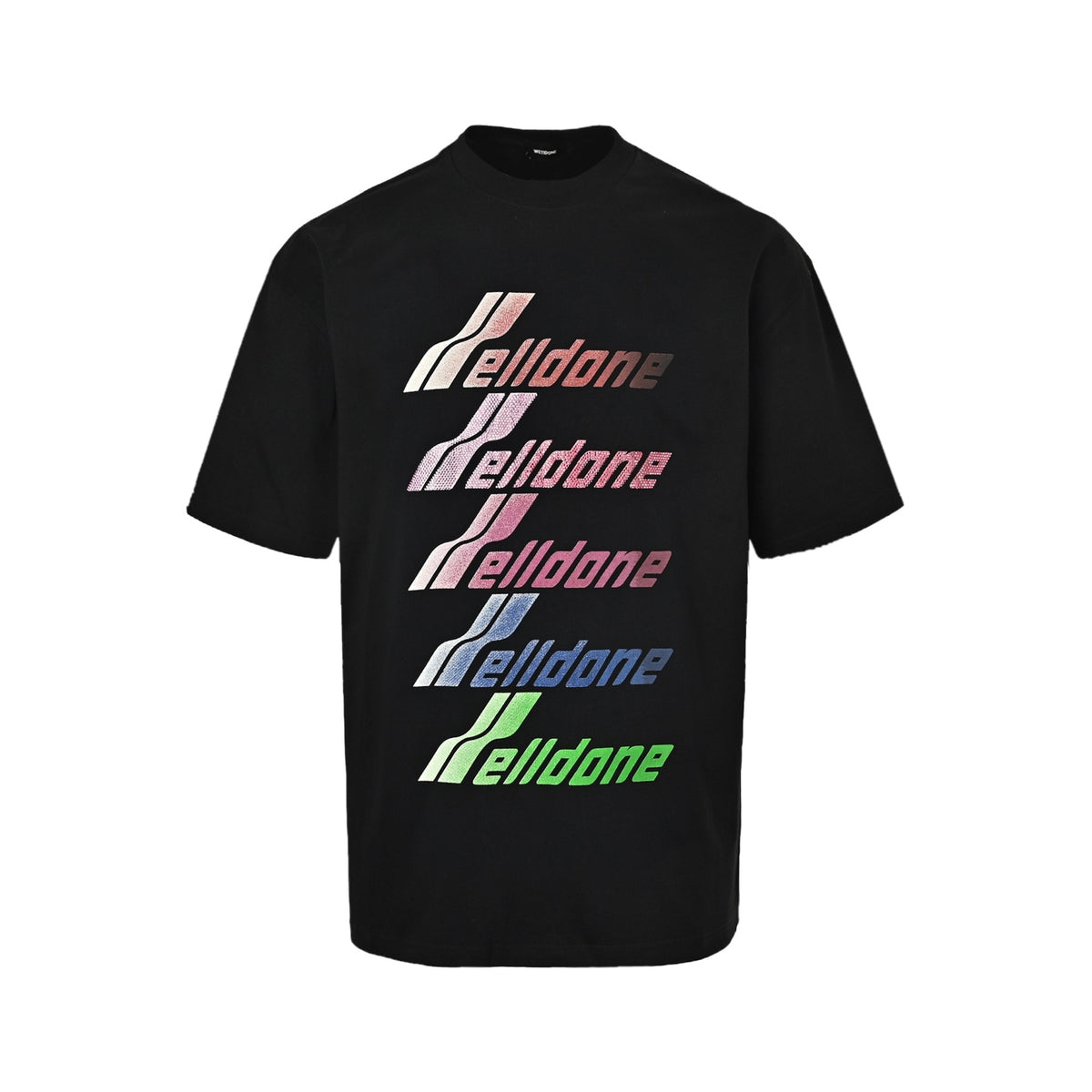 We11 Done colorful gradient barrage letter printed short sleeves