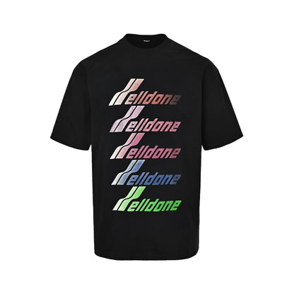 We11 Done colorful gradient barrage letter printed short sleeves