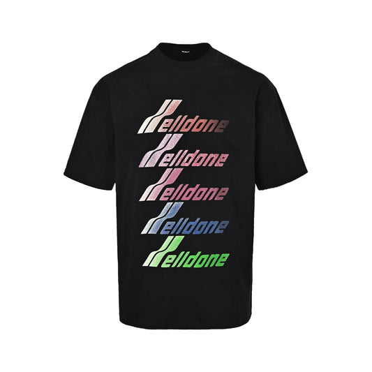 We11 Done colorful gradient barrage letter printed short sleeves