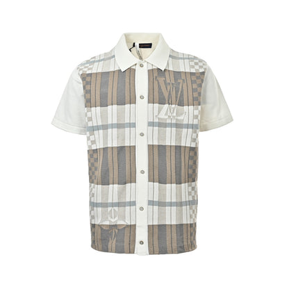 Louis Vuitton plaid jacquard knitted short-sleeved shirt